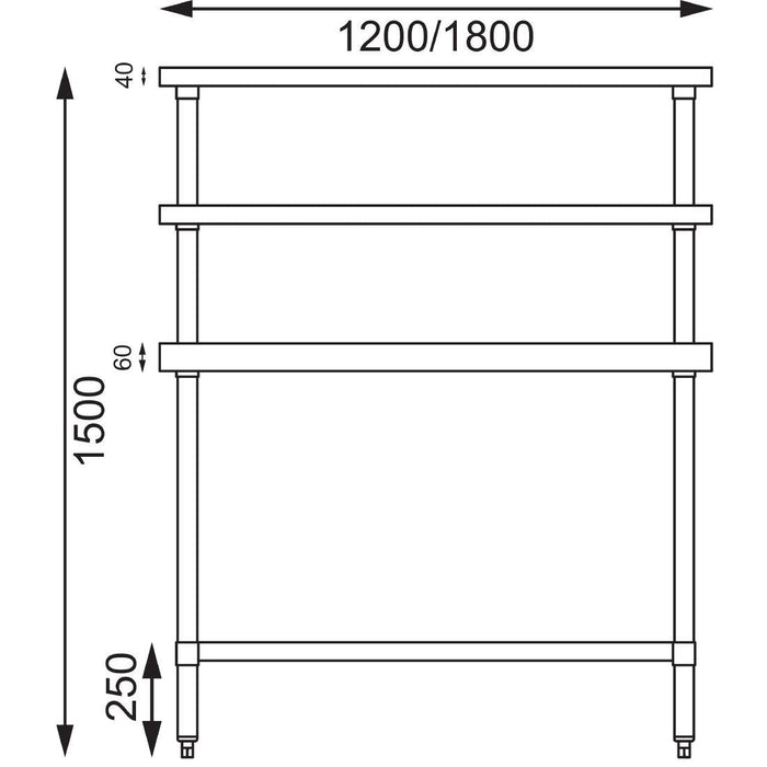 Vogue Stainless Steel Prep Station 1800x600mm Vogue