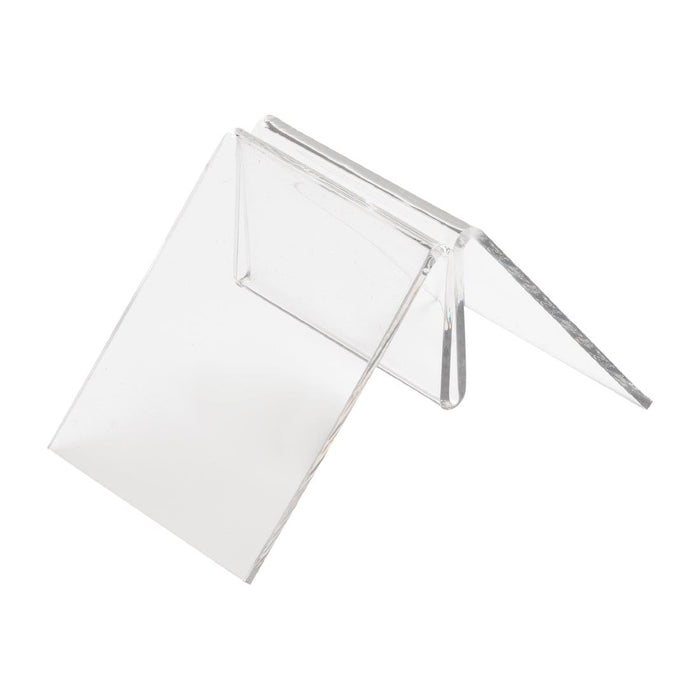 Clear Acrylic. Holds up to A6. Landscape or portrait
