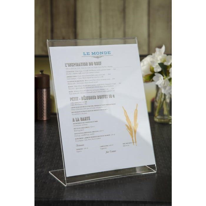 Slanted Acrylic Menu Holder A4 Wenbar