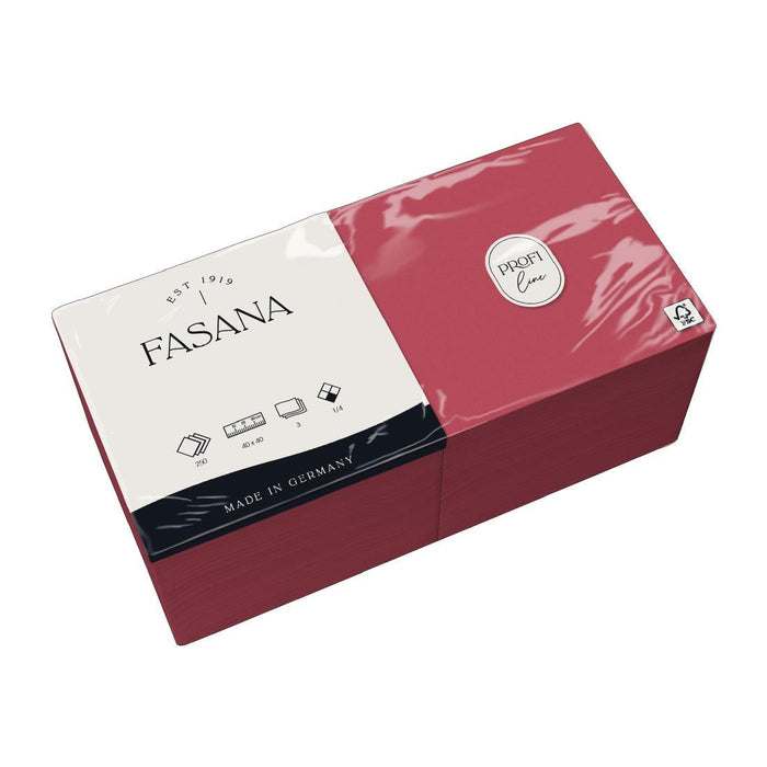 Fasana Dinner Napkin Bordeaux 40x40cm 3ply 1/4 Fold (1000 Pack) Fasana
