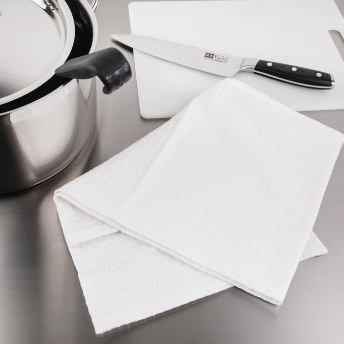 Vogue Honeycomb Weave Tea Towels White (10 Pack) Vogue