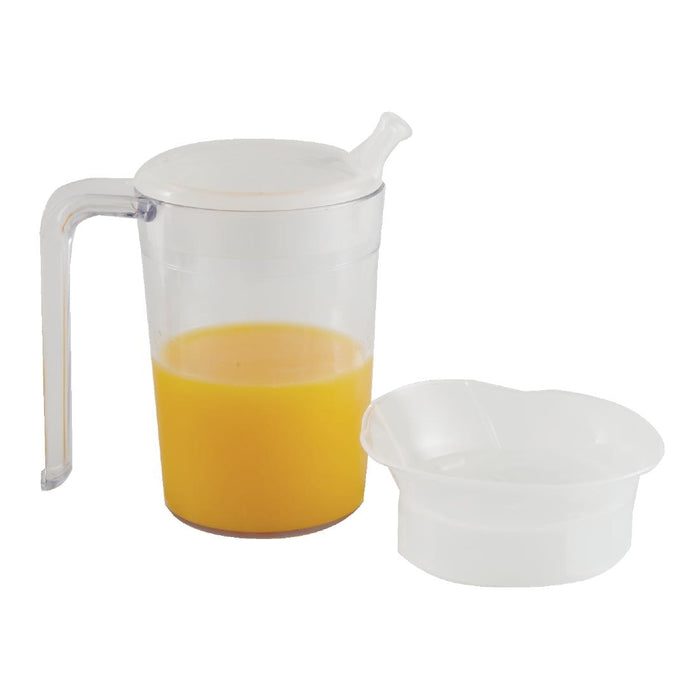 Includes an anti-spill lid and a lid with drinking spout