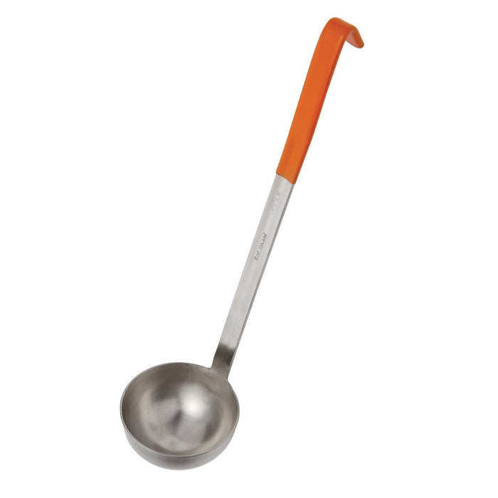 Stainless steel. Colour: Orange. Capacity: 8oz.
