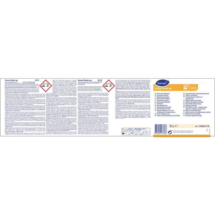 Suma Break Up D3.5 Heavy-Duty Kitchen Degreaser Concentrate 5Ltr (2 Pack) Diversey