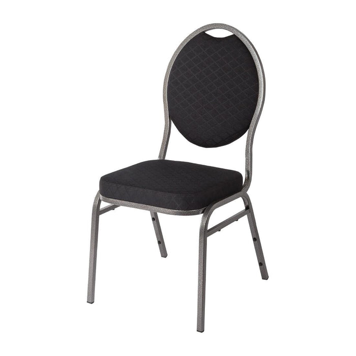 Bolero Oval Back Banquet Chairs Grey & Black (4 Pack) Bolero