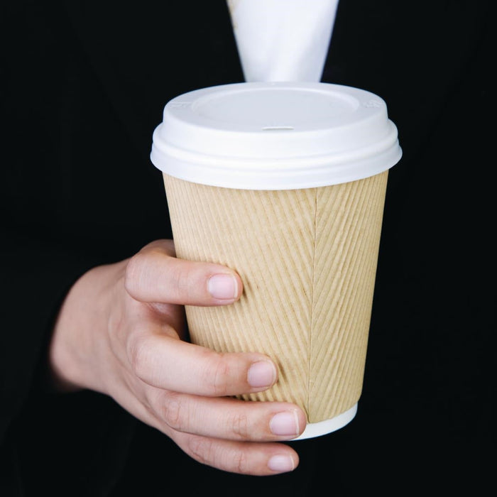 Fiesta Recyclable Coffee Cup Lids White 340ml / 12oz & 455ml / 16oz (1000 Pack) Fiesta Recyclable