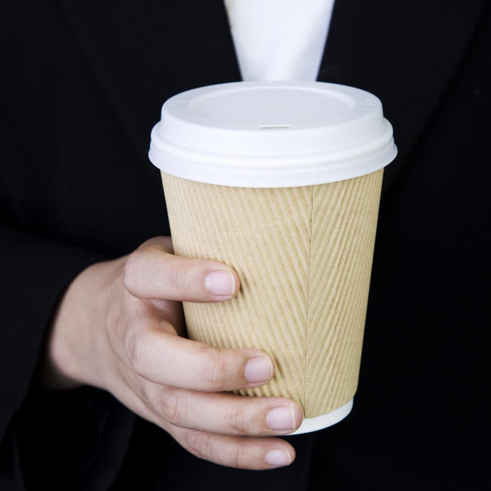Fiesta Recyclable Coffee Cup Lids White 340ml / 12oz and 455ml / 16oz (50 Pack) Fiesta Recyclable