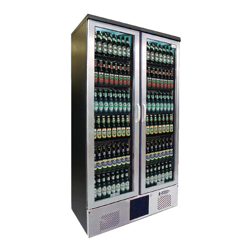 StSt Ext & Silver Int. Hinged Doors. R600a. 490 x 33cl bottles