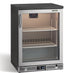 Black with stainless steel door. Capacity: 50 Pint Glasses