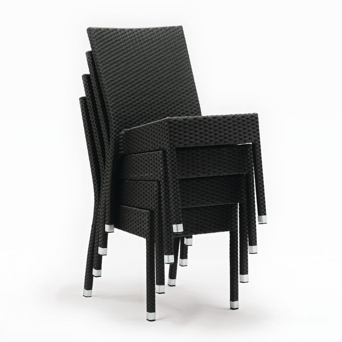 Bolero PE Wicker Side Chairs Charcoal (4 Pack) Bolero