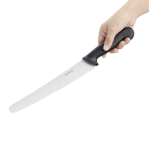 Hygiplas Serrated Pastry Knife Black 25.4cm Hygiplas