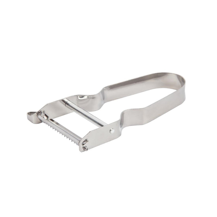 Stainless steel julienne speed peeler.