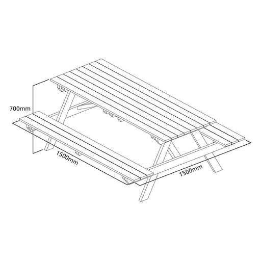 Rowlinson Wooden Picnic Bench 5ft Rowlinson