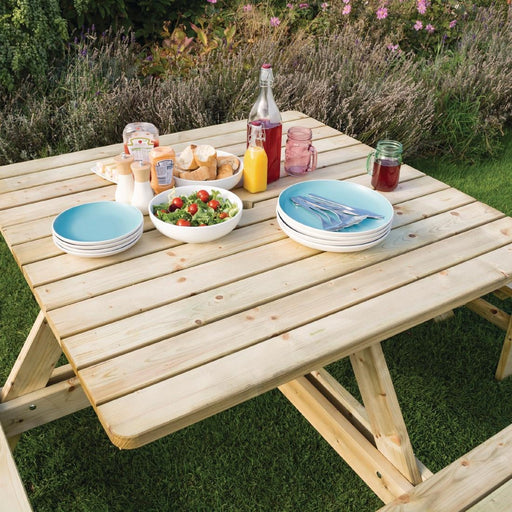 Rowlinson Square Wooden Picnic Table 6.5ft Rowlinson