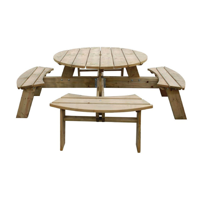 Rowlinson Round Wooden Picnic Table 6.5ft Rowlinson