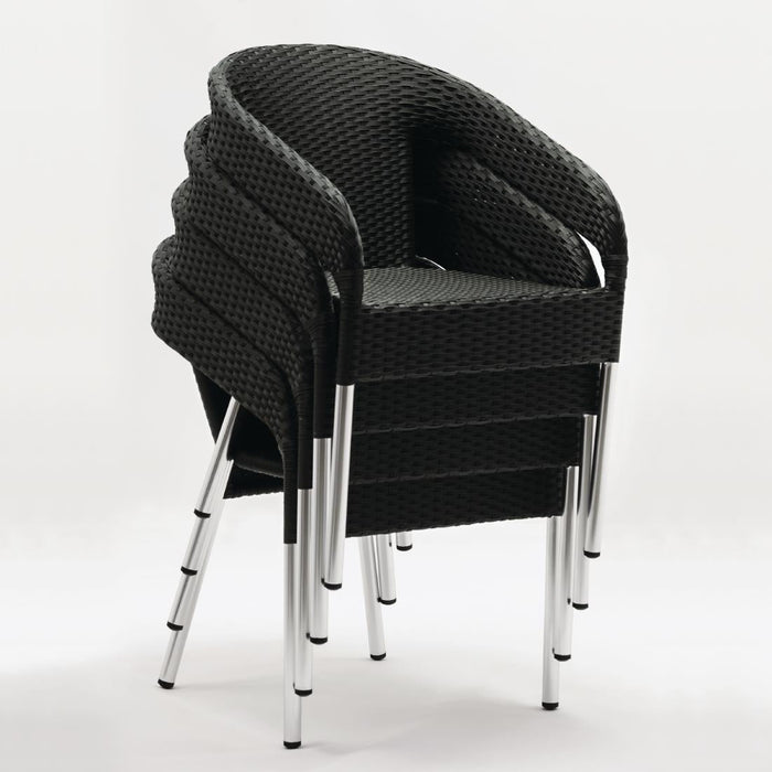 Bolero Wicker Wraparound Bistro Chairs Charcoal (4 Pack) Bolero
