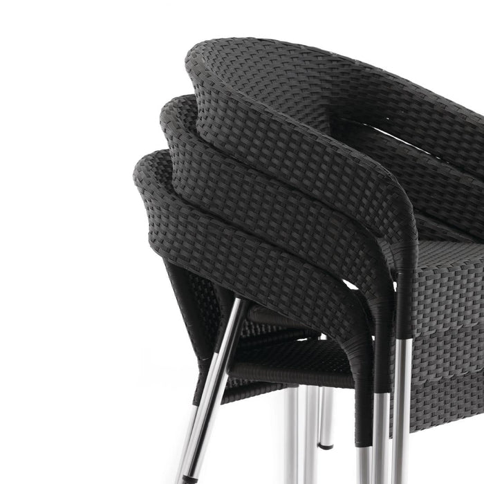 Bolero Wicker Wraparound Bistro Chairs Charcoal (4 Pack) Bolero