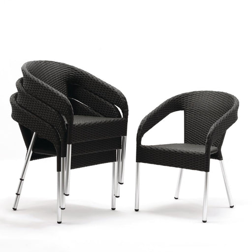 Aluminium Frame. PE Wicker Seat. Seat Height: 450mm. Stackable