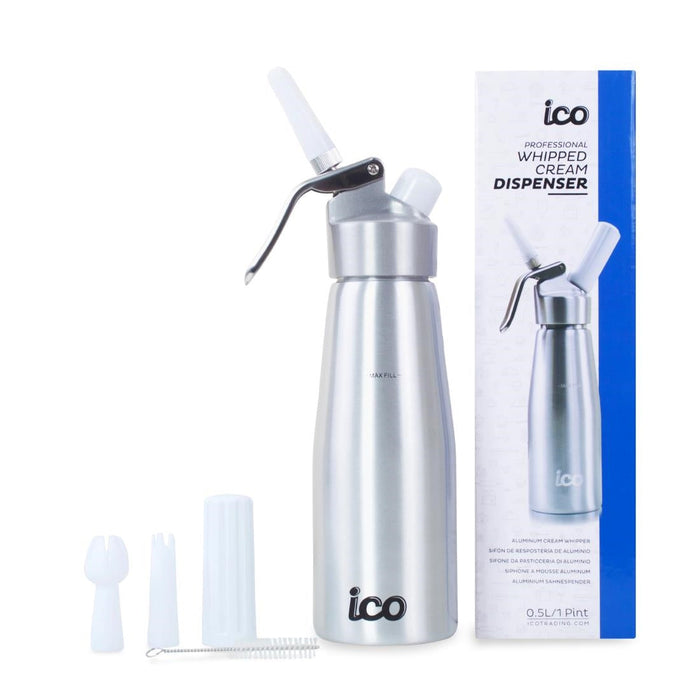 ICO Aluminium Whipped Cream Dispenser Silver 500ml ICO