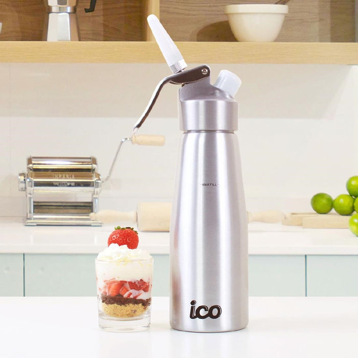 ICO Aluminium Whipped Cream Dispenser Silver 500ml ICO