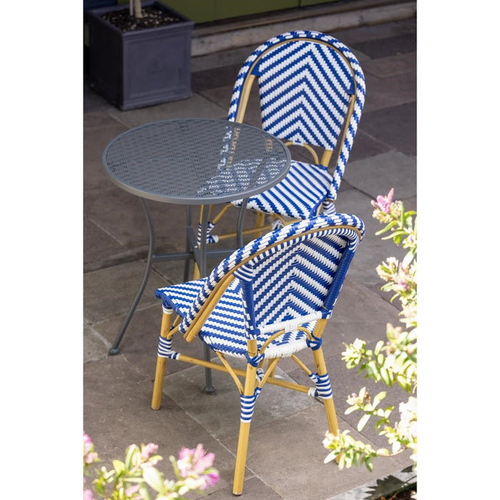Bolero Parisian Style Rattan Side Chair Blue (2 Pack) Bolero