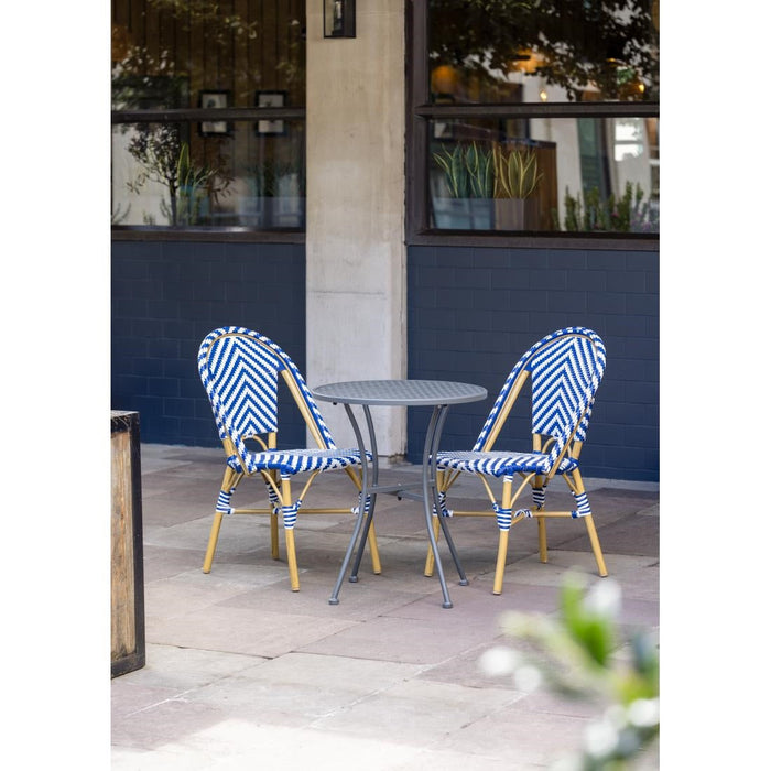 Bolero Round Steel Patterned Bistro Table Grey 600mm Bolero