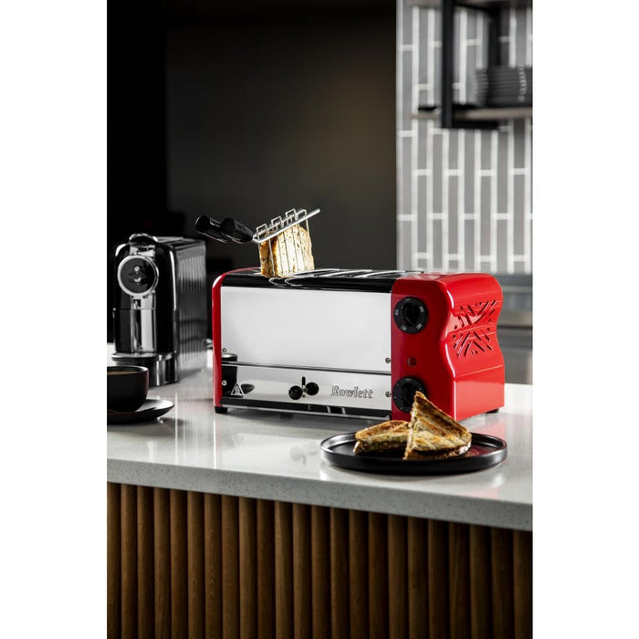 Rowlett Esprit 4 Slot Toaster Traffic Red w/2x Additional Elements & Sandwich Cage Rowlett