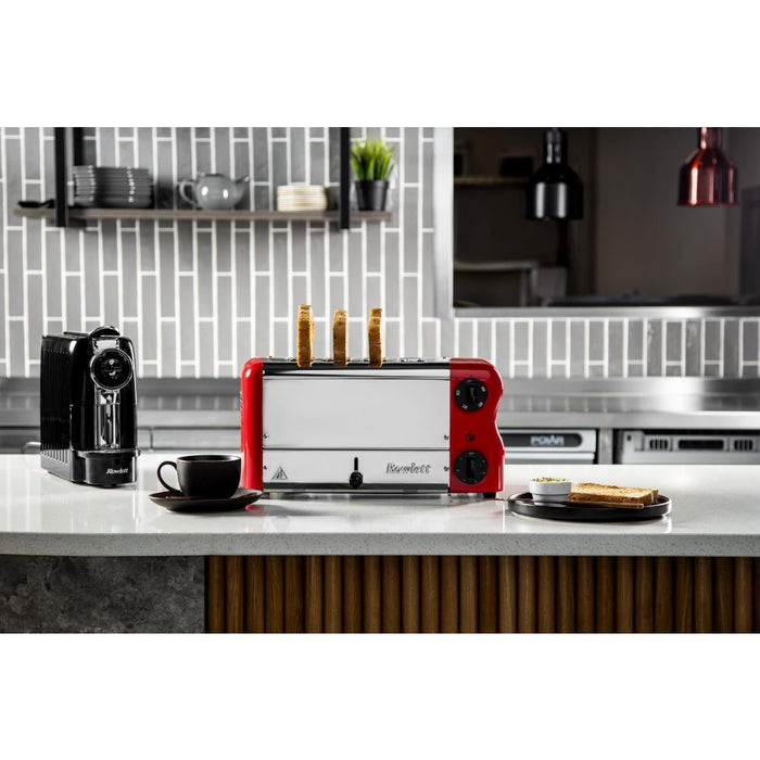 Rowlett Esprit 4 Slot Toaster Traffic Red w/2x Additional Elements & Sandwich Cage Rowlett