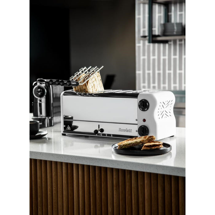 Rowlett Esprit Toaster White 6 Slot w/2x Additional Elements & Sandwich Cage Rowlett