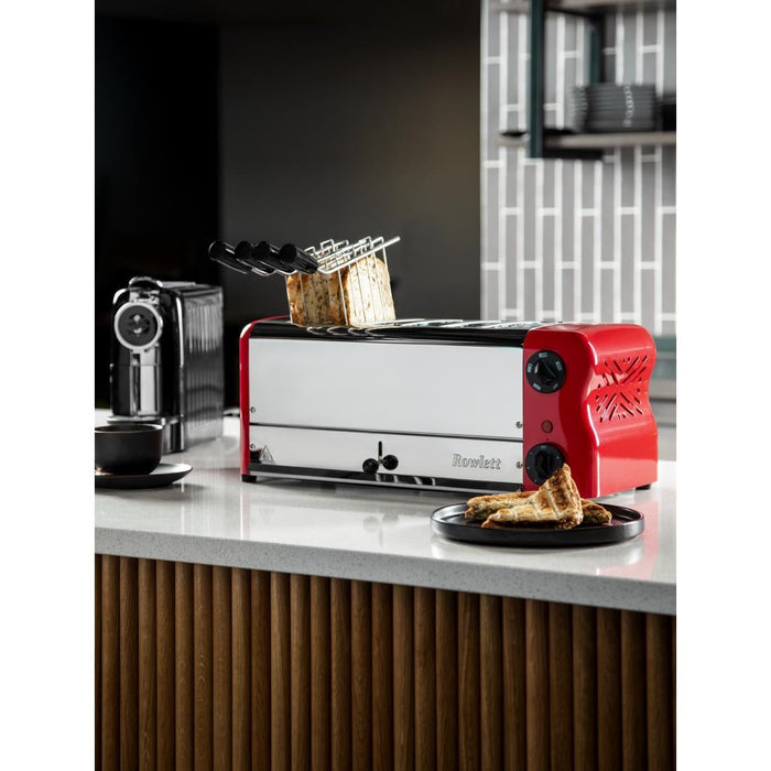 Rowlett Esprit 6 Slot Toaster Traffic Red w/2x Additional Elements & Sandwich Cage Rowlett