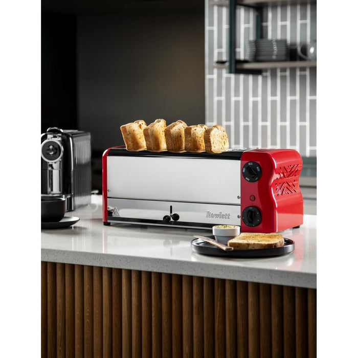Rowlett Esprit 6 Slot Toaster Traffic Red w/2x Additional Elements & Sandwich Cage Rowlett