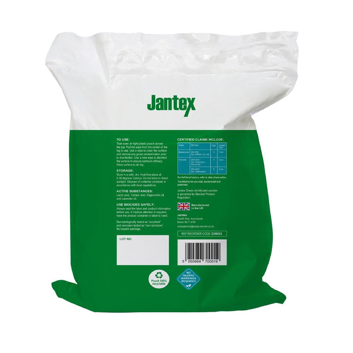 Jantex Green Surface Sanitiser Wipes Refill Pack 200mm (400 Pack) Jantex