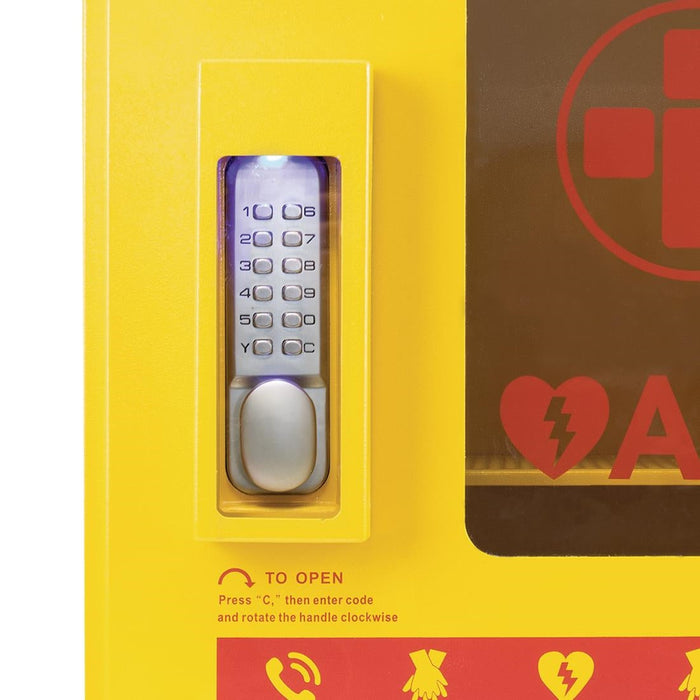 Automated External Defibrillator Alarmed Outdoor Heated Metal Cabinet Reliance Medical