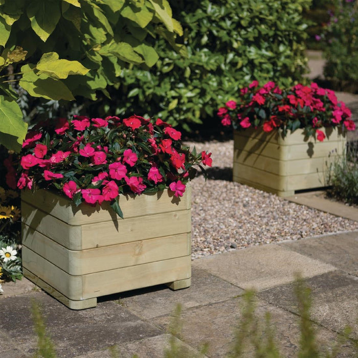 Rowlinson Marberry Layer Square Wooden Planter 50cm Rowlinson
