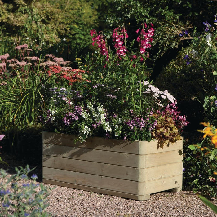 Rowlinson Marberry Layer Planter Rectangular Natural Timber 100cm Rowlinson