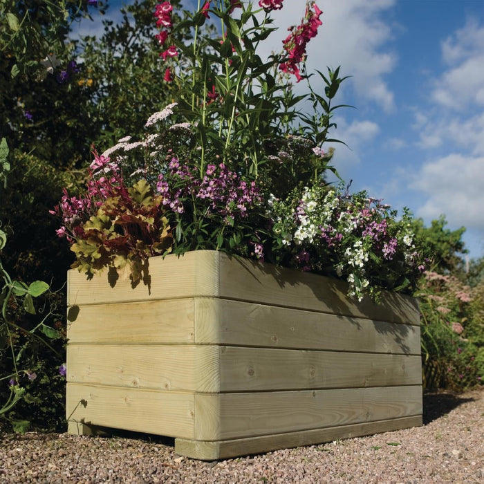 Rowlinson Marberry Layer Planter Rectangular Natural Timber 100cm Rowlinson