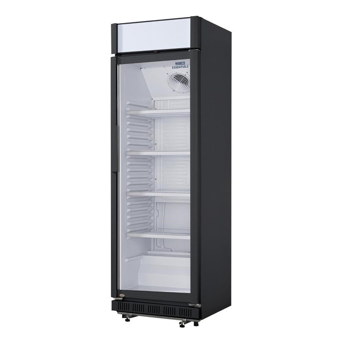 Nisbets Essentials Upright Display Cooler Black with Light Box - 354Ltr Nisbets Essentials