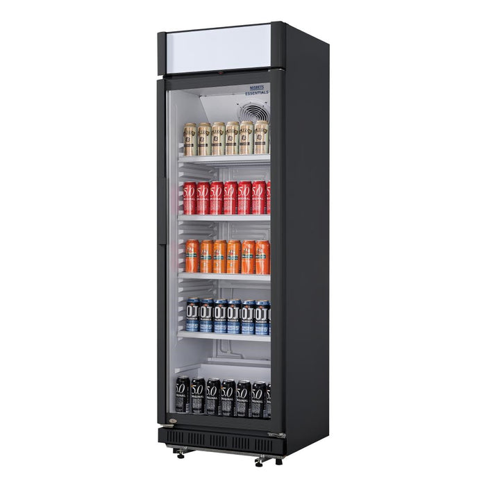 Nisbets Essentials Upright Display Cooler Black with Light Box - 354Ltr Nisbets Essentials