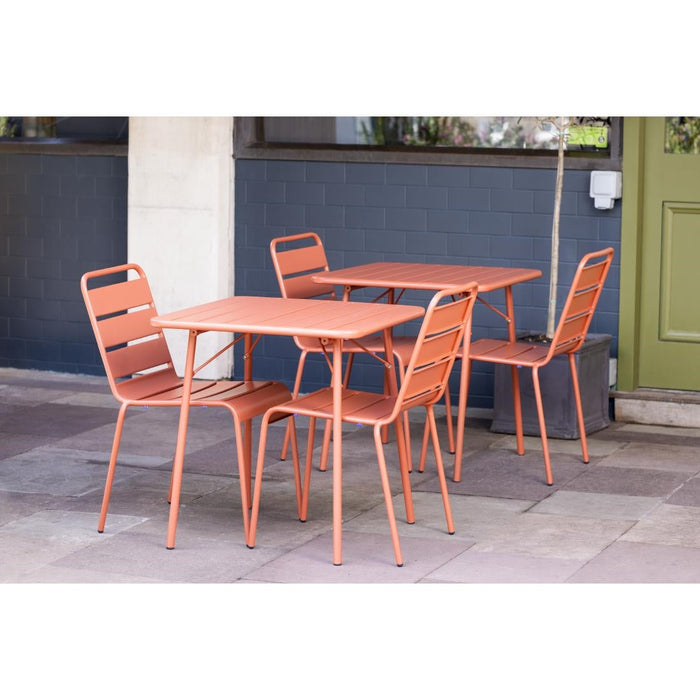 Bolero Amalfi Slatted Steel Side Chairs Terracotta (4 Pack) Bolero
