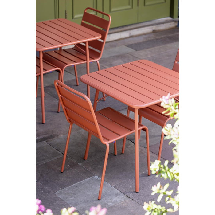 Bolero Amalfi Slatted Steel Side Chairs Terracotta (4 Pack) Bolero