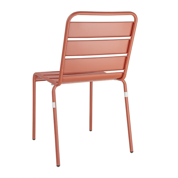 Bolero Amalfi Slatted Steel Side Chairs Terracotta (4 Pack) Bolero