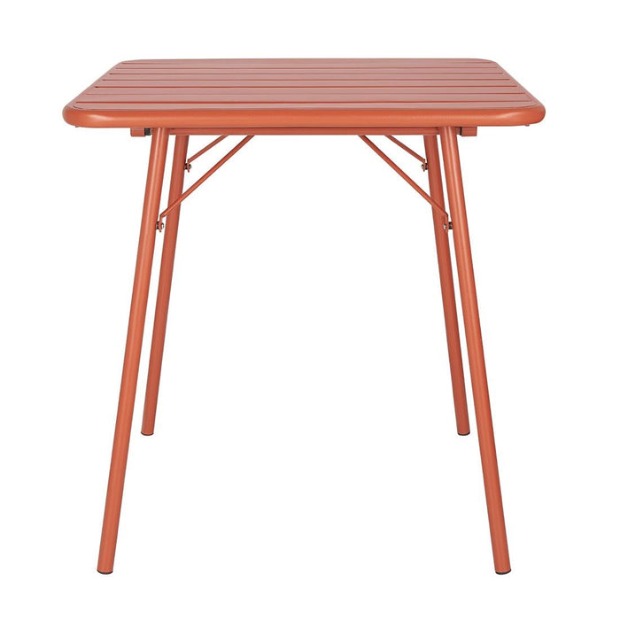 Bolero Amalfi Slatted Square Steel Folding Table Terracotta 700mm Bolero