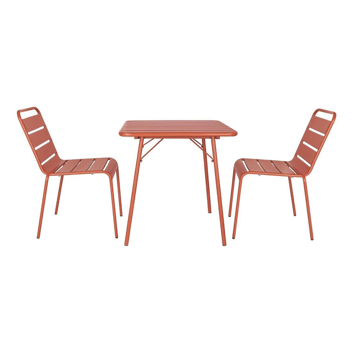 Bolero Amalfi Slatted Square Steel Folding Table Terracotta 700mm Bolero