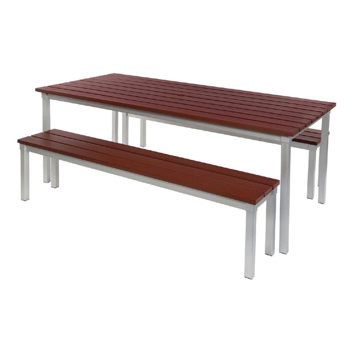 Enviro Outdoor Walnut Effect Faux Wood Table 1800mm Gopak