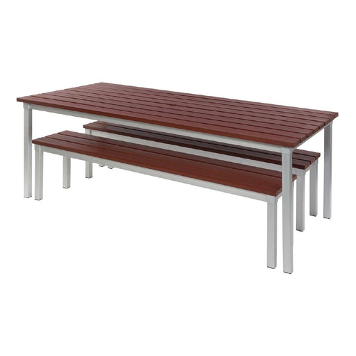 Enviro Outdoor Walnut Effect Faux Wood Table 1800mm Gopak