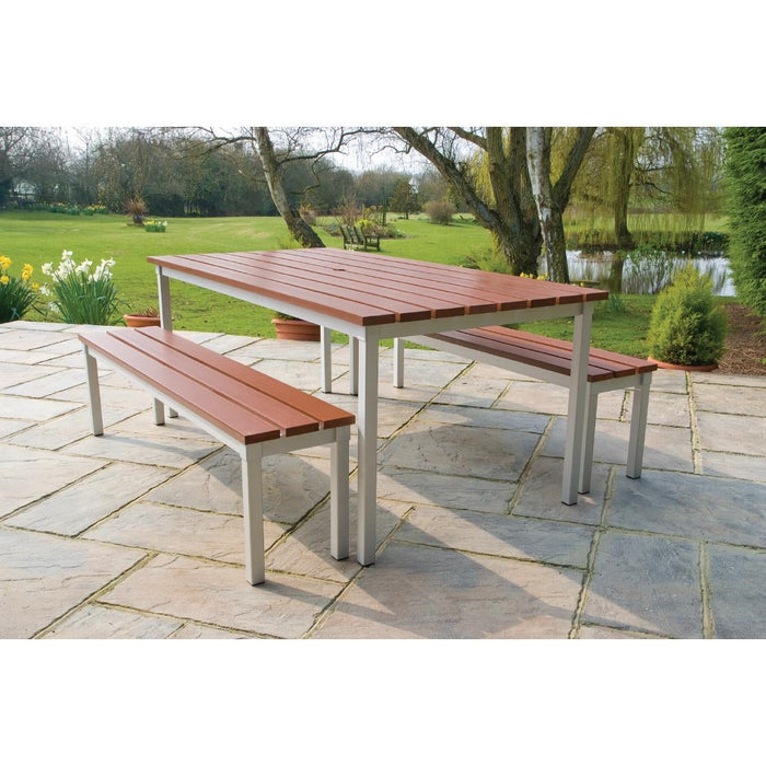 Enviro Outdoor Walnut Effect Faux Wood Table 1800mm Gopak