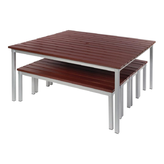 Enviro Square Outdoor Walnut Effect Faux Wood Table 1250mm Gopak