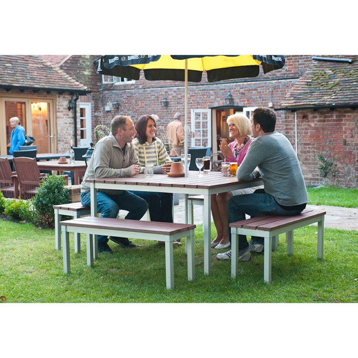 Enviro Square Outdoor Walnut Effect Faux Wood Table 1250mm Gopak