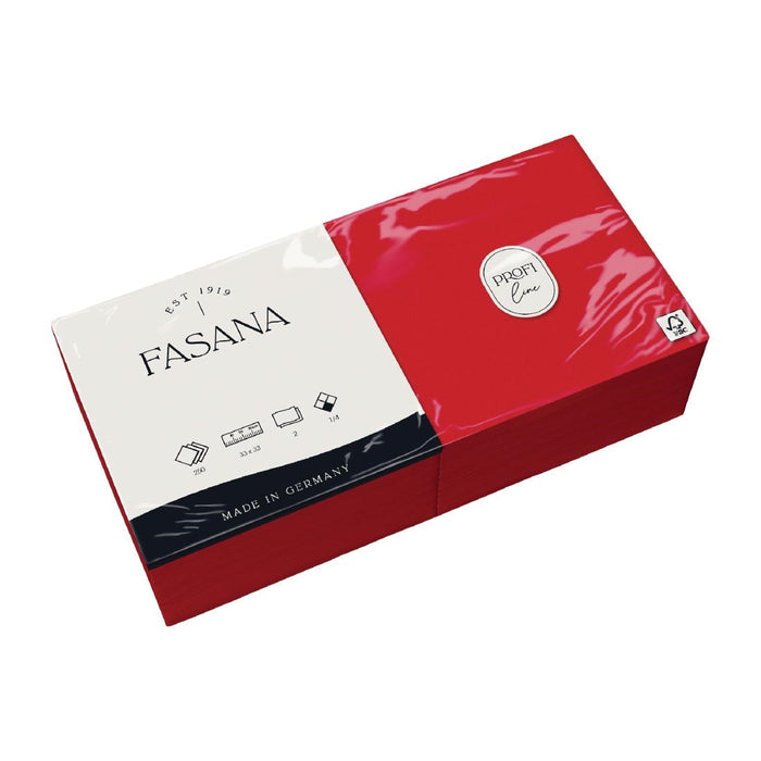 Fasana Lunch Napkin Red 33x33cm 2ply 1/4 Fold (1500 Pack) Fasana