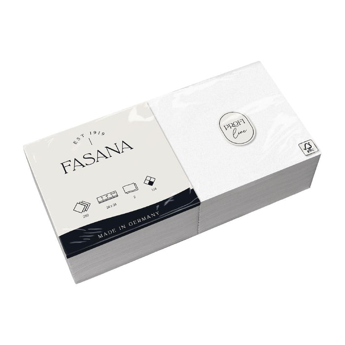 Fasana Cocktail Napkin White 240x240mm 2ply 1/4 Fold (1500 Pack) Fasana